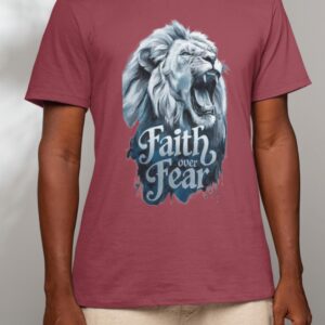 Faith Over Fear Lion T-Shirt: Inspirational Graphic Tee